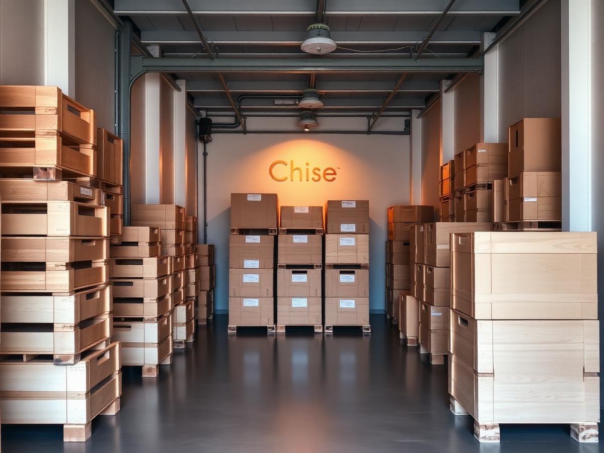 Wooden storage containers in a secure warehouse